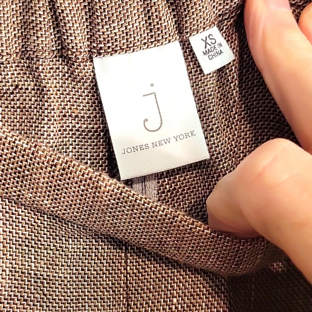 Jones New York Linen Blend Pull On Elastic Waist Pockets Cuffed Pants XS NWOT - Picture 4 of 5